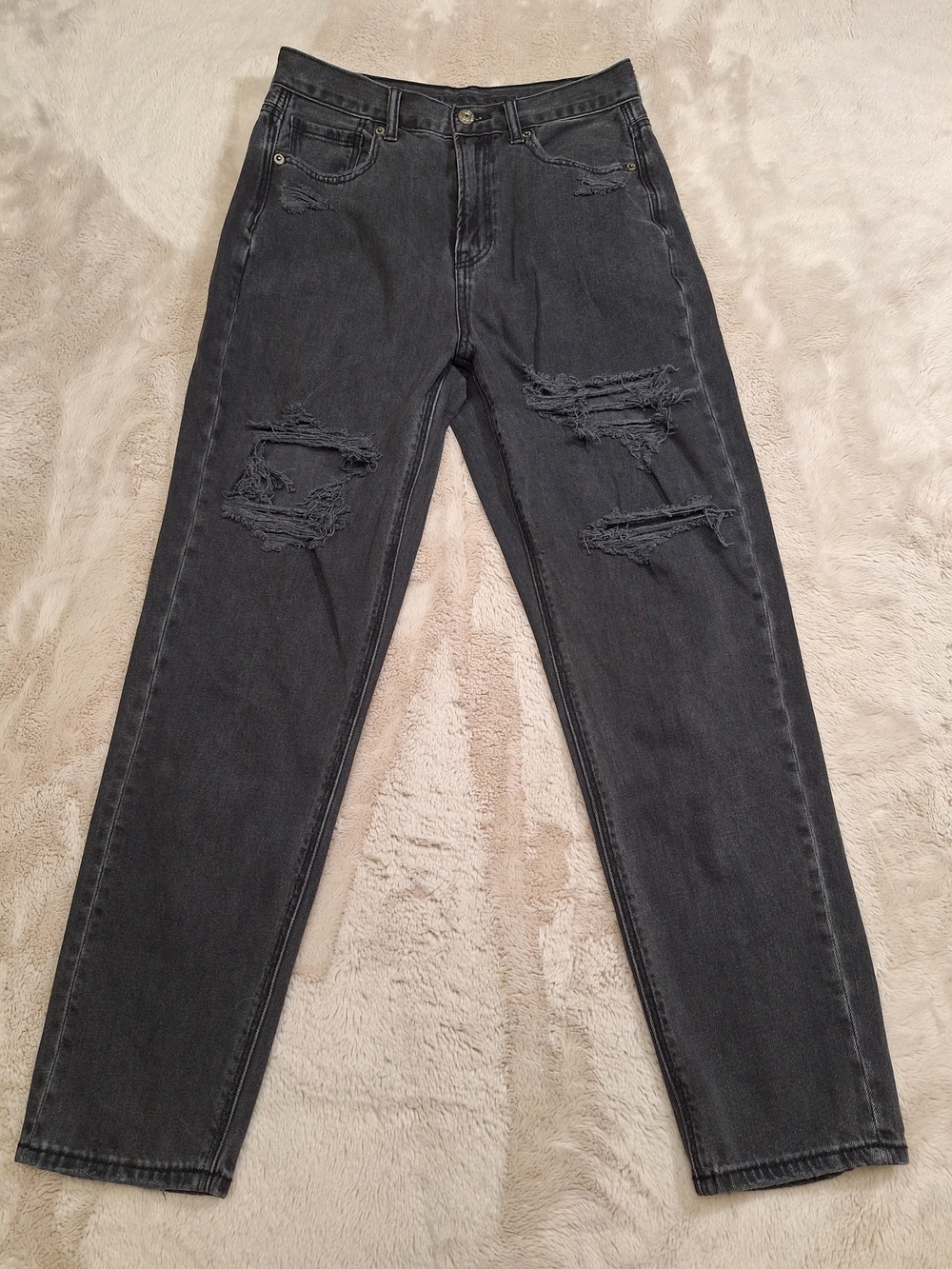 American Eagle Skinny Black Distressed Stretch Denim Jeans Mid Rise Size 4